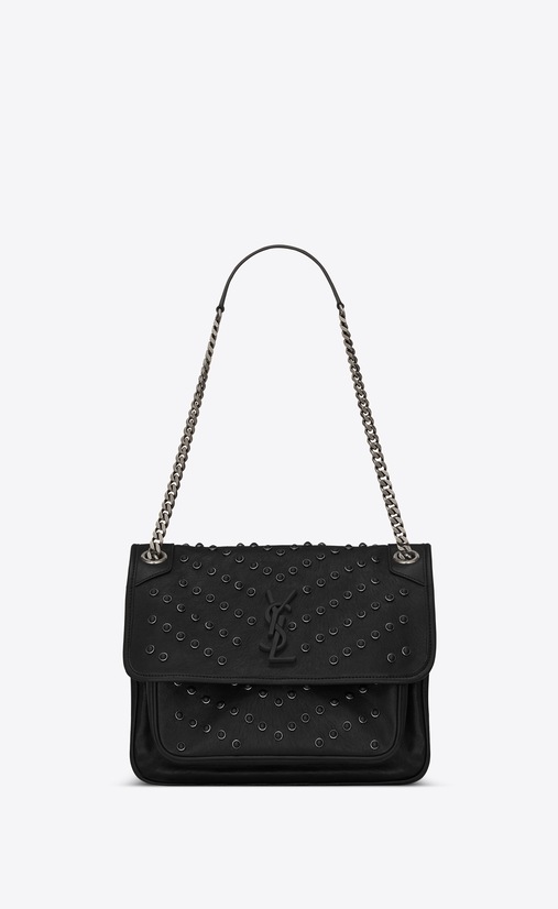 SAINT LAURENT Niki bags Woman niki medium in vintage leather all over studs a_V4